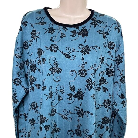 Womens Pullover Sweeter Knit Floral Top Carolyn Taylor Size 1x Vintage  u - Picture 2 of 9